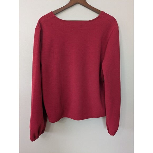 Madewell Texture & Thread Crepe Wrap Top Red Career Office Flattering Flowy XL - Picture 5 of 10